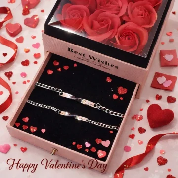 Custom Engraved Couple Bracelet in box 1