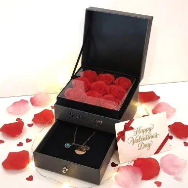 Custom Engraved Necklace with Rose Gift Box 2